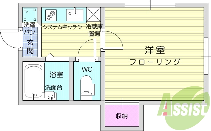 西向きの角部屋で陽当たり良好　住みやすい間取りの１Ｋ