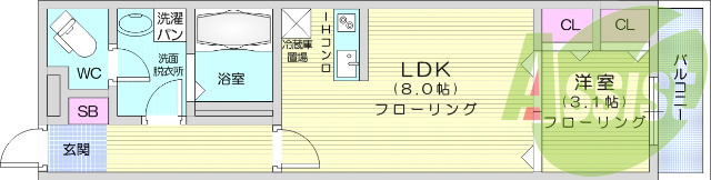 1LDK　角部屋でバルコニー付きです。ペット相談可能です。