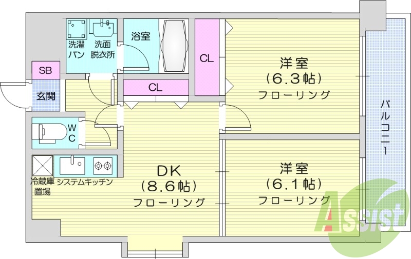 広々2DK　ファミリーにも嬉しい収納豊富！