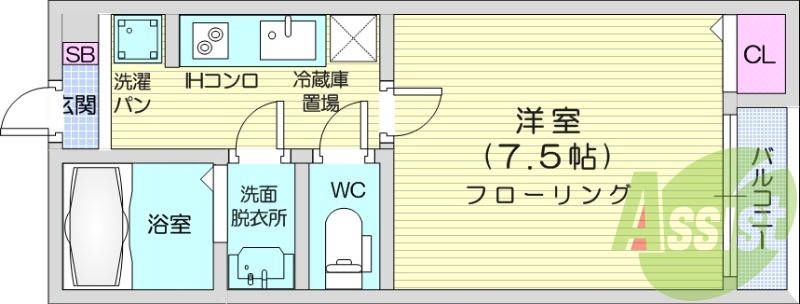 1K、インターネット無料、追い焚き機能。