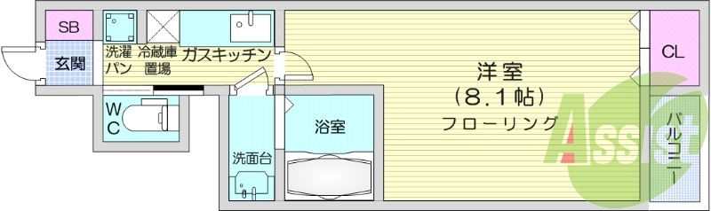 １K、インターネット無料、独立洗面台、浴室乾燥機、追い焚き
