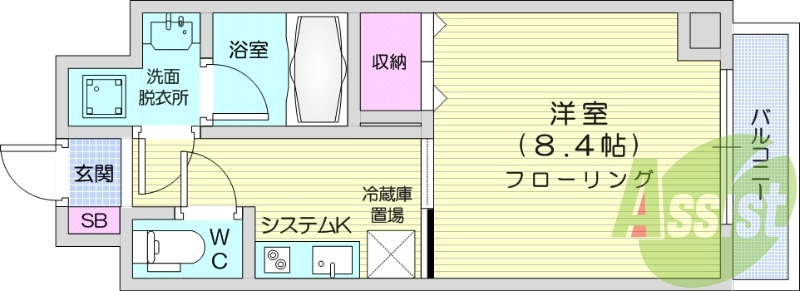 1K、宅配ボックス、インターネット無料、オートロック