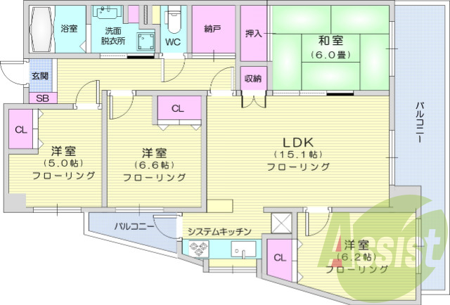 4SLDK、南向き、角部屋、閑静な住宅街、楽器相談