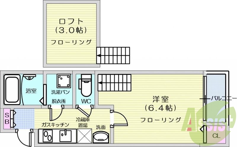 1Ｋ、ロフト、最上階、角部屋、ＩＨクッキングヒーター、給湯