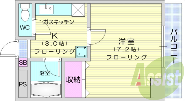 1K、エアコン、BSアンテナ、温水洗浄便座、モニターホン