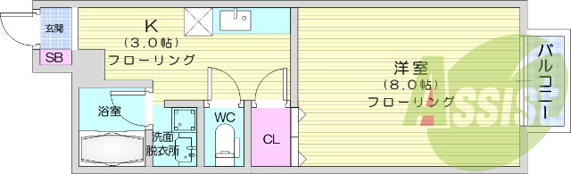 １K、モニターホン、風呂トイレ別、バルコニー、追い焚き機能