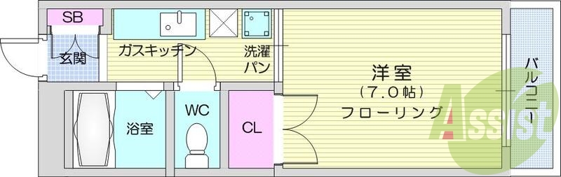 1ｋ、モニター付インターホン、バルコニー、給湯