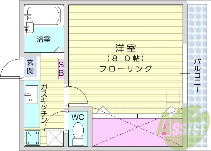 1Ｋ、ロフト付き、バストイレ別、光ファイバー、エアコン