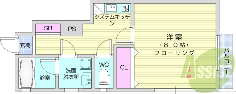 1K、モニター付きインターホン、バストイレ別、温水洗浄便座