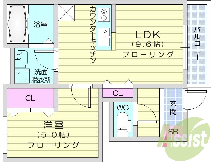 1LDK、エアコン、インターネット無料、追炊き