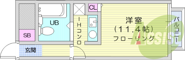 ワンルーム、エアコン、室内洗濯機置き場、洗面台