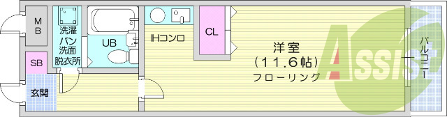 1R、ユニットバス、BSアンテナ、エアコン、光ファイバー