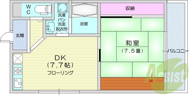 １ＤＫ、シャワートイレ・バス・トイレ別、エアコン。