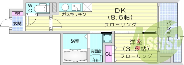 お写真は302号室のものです。参考にしてくださいませ。
