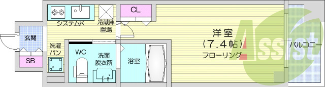 1K・オートロック、防犯カメラ、宅配BOX、エアコン