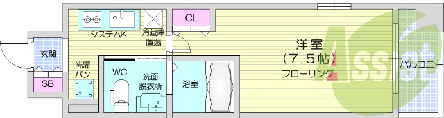 1K・オートロック、防犯カメラ、宅配BOX、エアコン