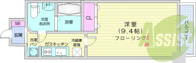 1K、オートロック、追焚、システムキッチン、独立洗面台