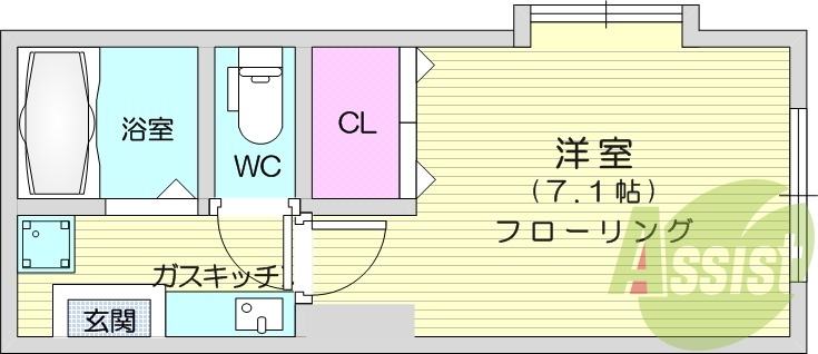 バス・トイレ別、洗濯機置き場室内、エアコン付