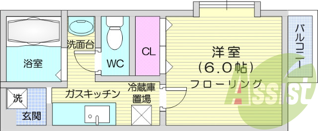 1K・家電付き、エアコン、ネット無料、女性限定、バストイレ別