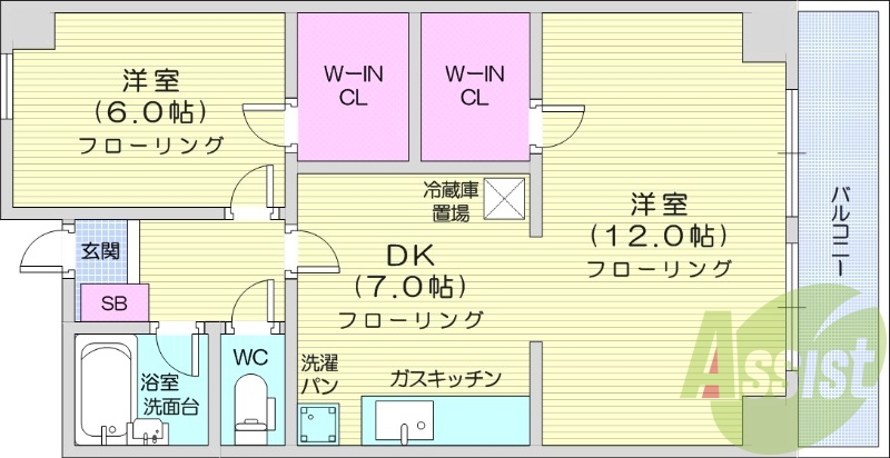 2LDK、追い炊き、オートロック、日当たり良好