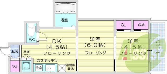 2DK、モニター付きインターホン、エアコン