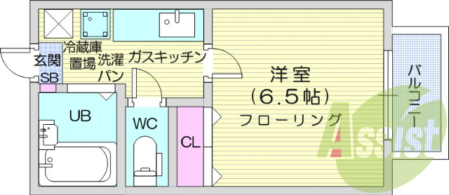 1K・エアコン、給湯、室内洗濯機置場、TV付きインターホン