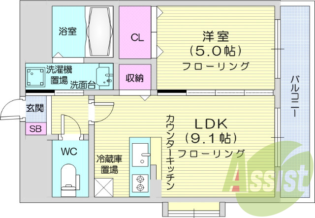 1ＬＤＫ、都市ガス、ペット可、インターネット無料、宅配BOX