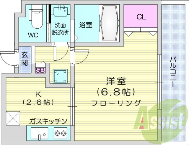 1K・システムキッチン・追焚・独立洗面台