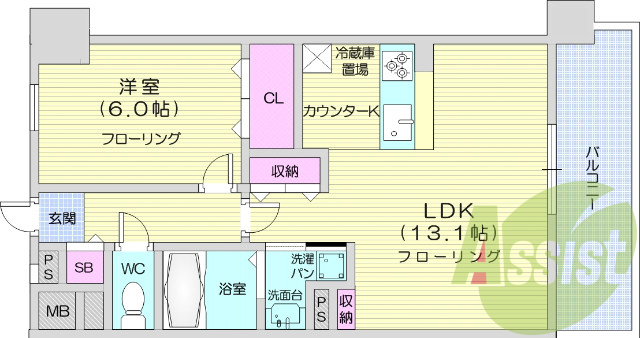 1LDK エアコン、浴室乾燥機、光ファイバー