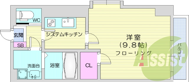 1K、オートロック、角部屋、IHクッキングヒーター