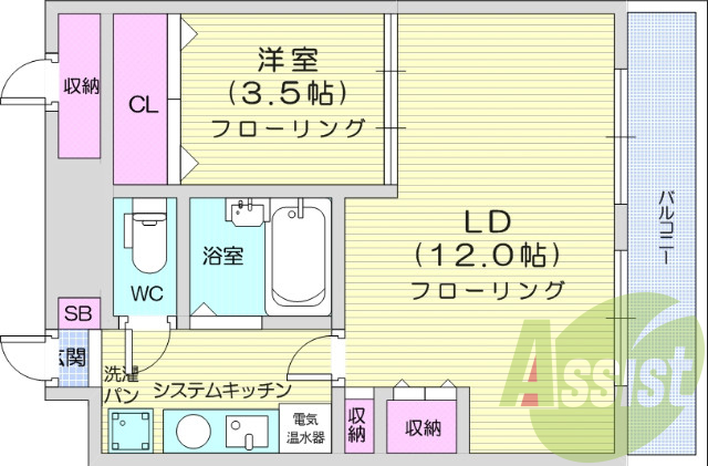 １LDK、IHクッキングヒーター、インターネット使用無料