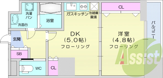 1DK、IHコンロ、追い炊き、浴室乾燥機、宅配BOX