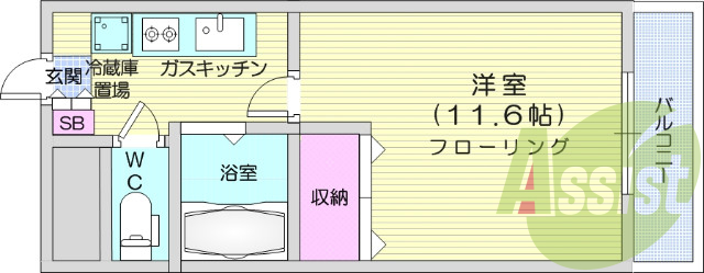 １K、ペット相談可能、洗面化粧台、追い焚き。