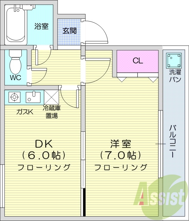 1DK、温水洗浄便座、TV付インターホン、エアコン