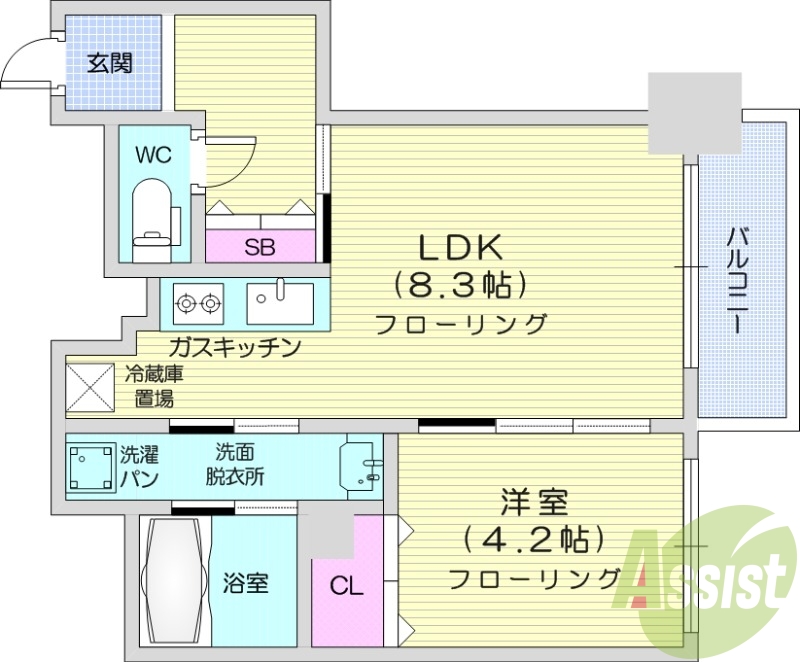 １LDK 日当たり良好　バルコニー　浴室乾燥機あります。