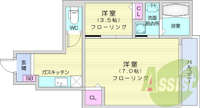 1SK、追炊機能、浴室乾燥機、モニターホン、脱衣所