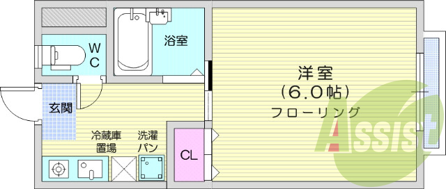 1K、エアコン、バストイレ別、プロパンガス