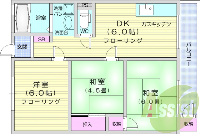 お写真は105号室のものです。参考にしてくださいませ。