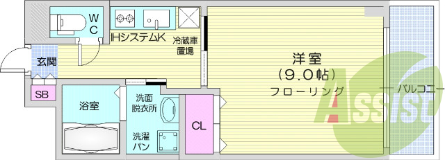 1K、オール電化マンション、無料WI-FI、宅配ボックス
