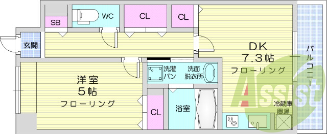 1DK、オートロック、エアコン、ウォシュレット