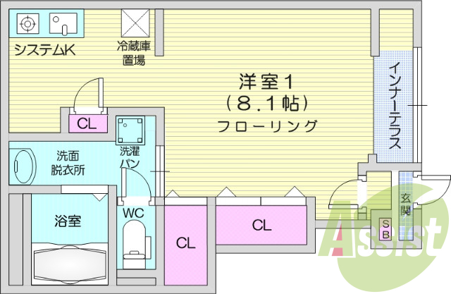 1K、BT別、インターネット無料、宅配ボックス