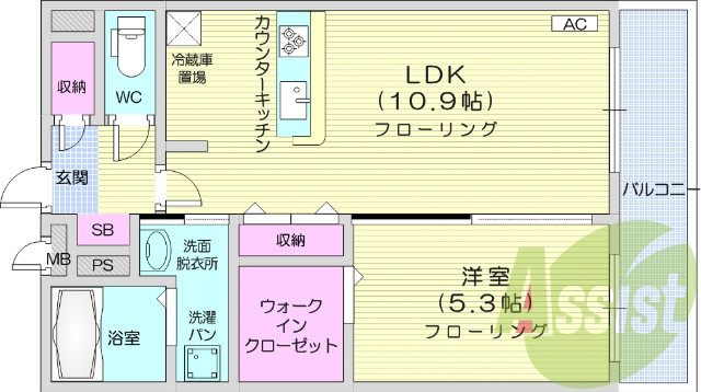お写真は106号室のものです。参考にしてくださいませ。