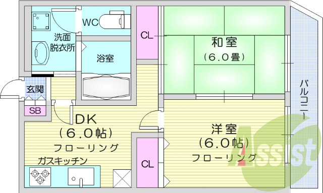 2DK、エアコン、システムキッチン、TV付きインターホン。
