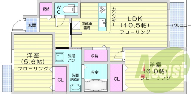 お写真は104号室のものになります。参考にしてくださいませ。