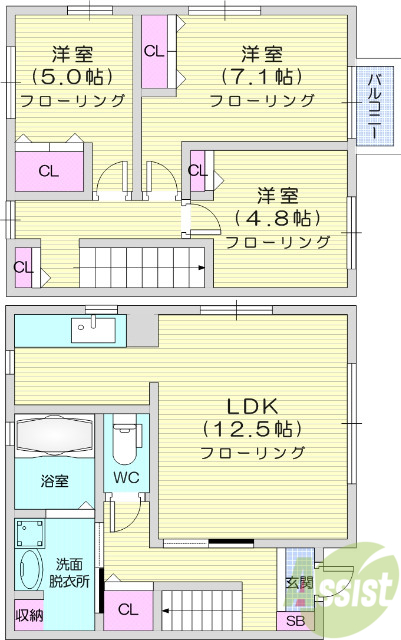 ３LDK・メゾネット・追い炊き・モニター付きインターホン