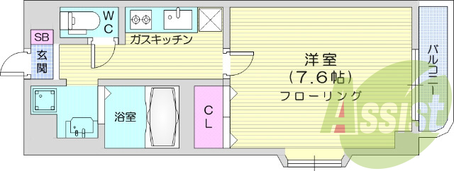 1Ｋ、システムキッチン、モニター付きインターホン、エアコン