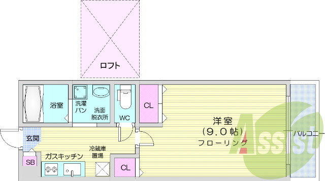 1Ｋ、追い炊き機能、独立洗面台付、エアコン
