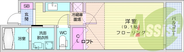 1K・シャンプードレッサー・追い焚き・ウォシュレット・ロフト