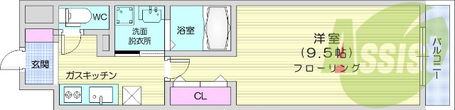 1K、バス・トイレ別、システムキッチン、宅配ボックス