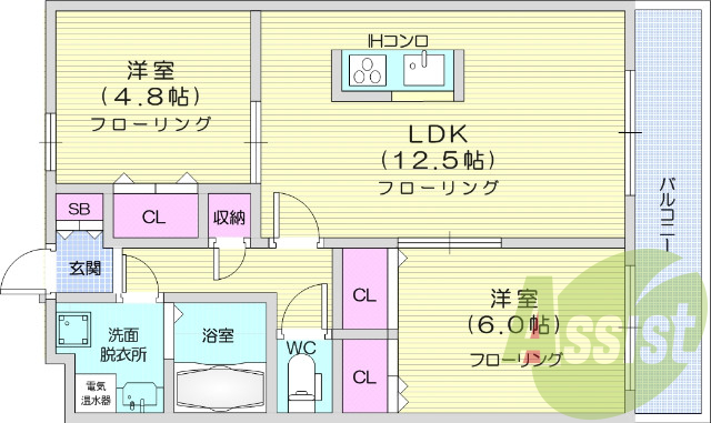 2LDK、オール電化、ウォシュレット、オートロック。
